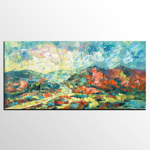 Original Wall Art, Mountain Landscape Painting, Large Wall Art, Original Artwork, Canvas Painting-LargePaintingArt.com