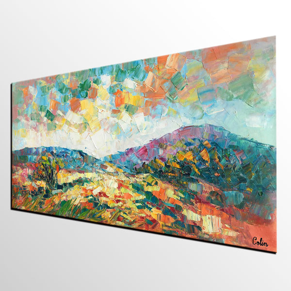 Original Artwork, Mountain Landscape Painting, Custom Extra Large Art, Canvas Artwork-LargePaintingArt.com