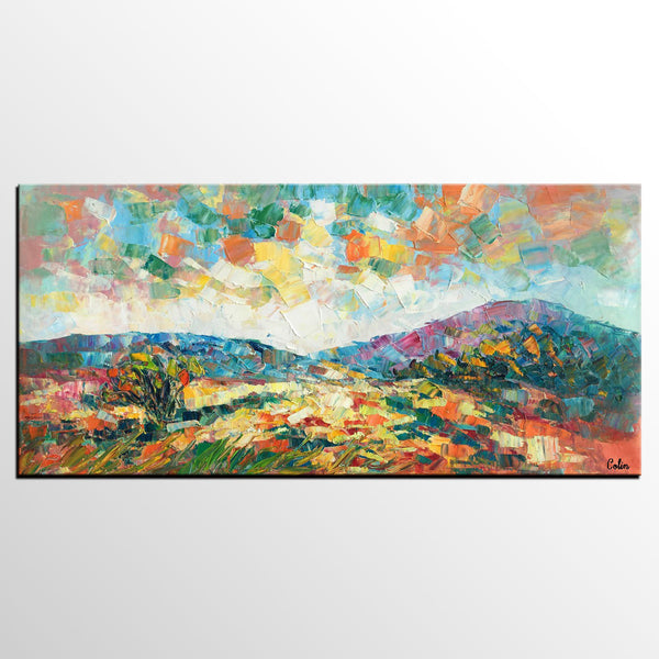 Original Artwork, Mountain Landscape Painting, Custom Extra Large Art, Canvas Artwork-LargePaintingArt.com