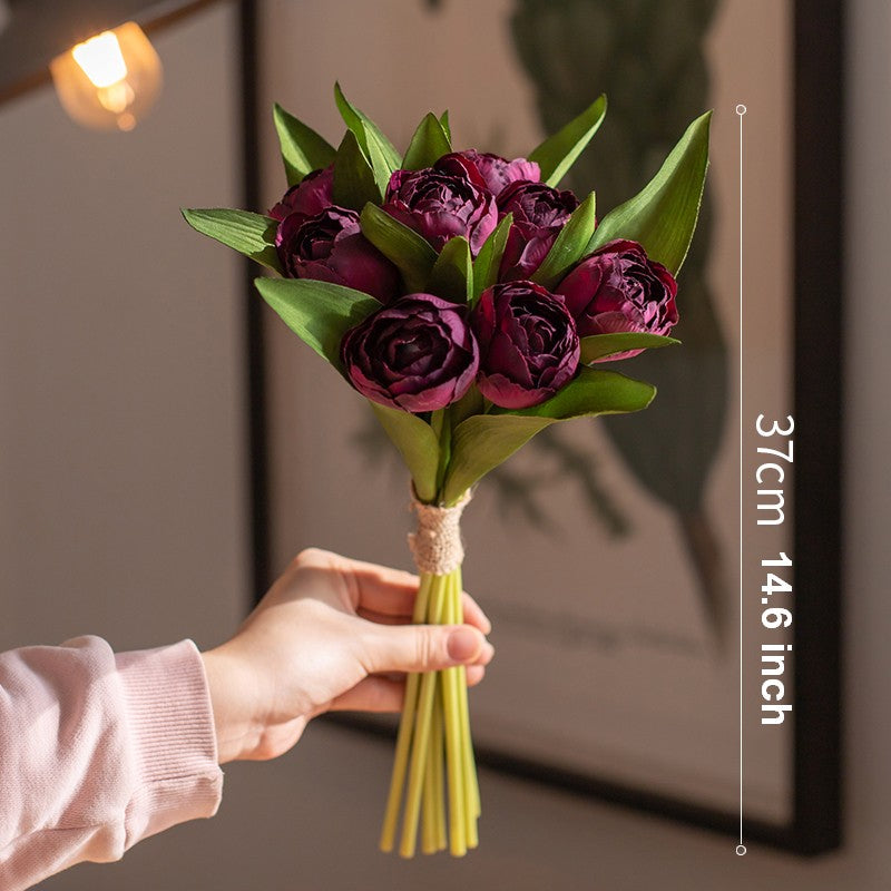 Purple Tulip Flowers, Bedroom Flower Arrangement Ideas, Spring Artificial Floral for Dining Room Table, Simple Modern Floral Arrangement Ideas for Home Decoration-LargePaintingArt.com