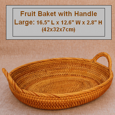 Small Round Storage Basket, Woven Rattan Basket, Fruit Basket for Kitchen, Storage Basket for Dining Room-LargePaintingArt.com
