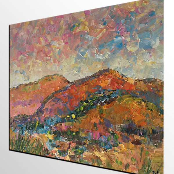 Custom Landscape Oil Painting, Original Artwork, Autumn Mountain Painting, Canvas Painting-LargePaintingArt.com