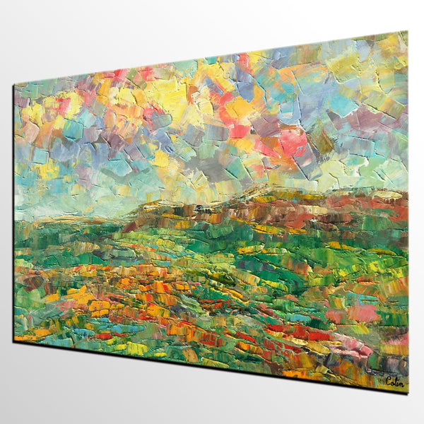 Abstract Mountain Painting, Mountain Landscape Painting, Custom Original Painting Painting on Canvas, Heavy Texture Paintings-LargePaintingArt.com