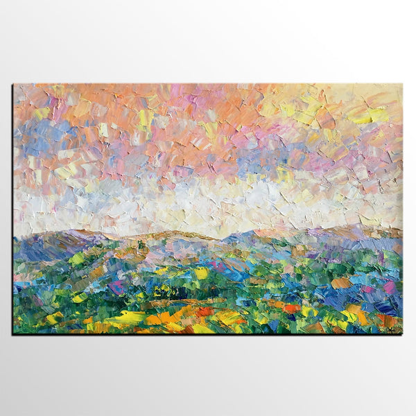 Mountain and Sky Painting, Landscape Painting, Custom Oil Painting Painting, Living Room Wall Art, Canvas Painting-LargePaintingArt.com