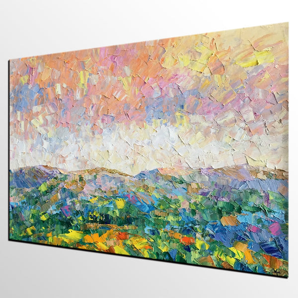 Mountain and Sky Painting, Landscape Painting, Custom Oil Painting Painting, Living Room Wall Art, Canvas Painting-LargePaintingArt.com