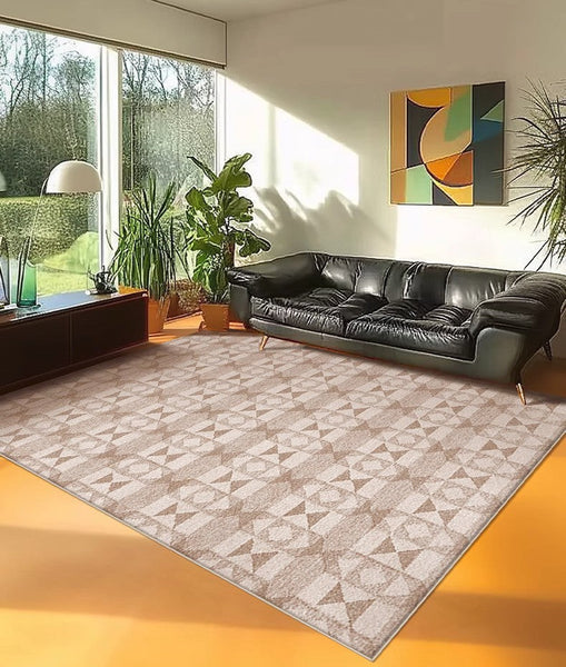 Contemporary Abstract Rugs under Dining Room Table, Large Modern Rugs for Living Room, Mid Century Modern Rugs for Bedroom-LargePaintingArt.com