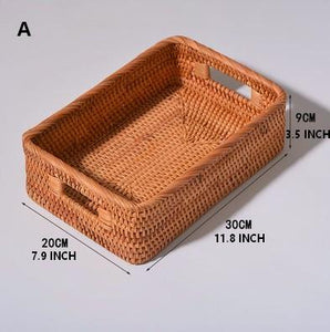 Rectangular Storage Baskets for Pantry, Rattan Storage Basket for Shelves, Storage Baskets for Kitchen, Woven Storage Baskets-LargePaintingArt.com