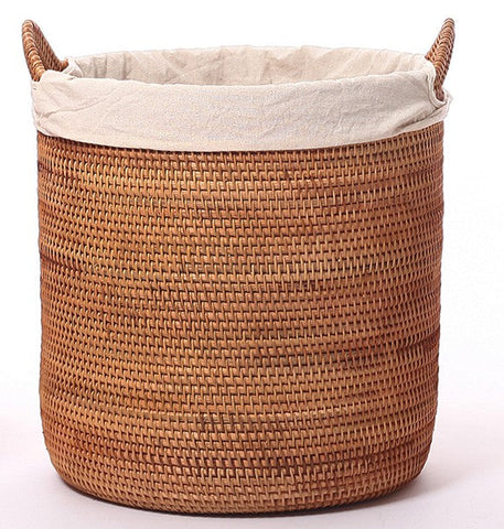 Large Storage Baskets for Bathroom, Round Storage Baskets with Handle, Rattan Storage Baskets, Laundry Storage Baskets, Storage Baskets for Clothes-LargePaintingArt.com