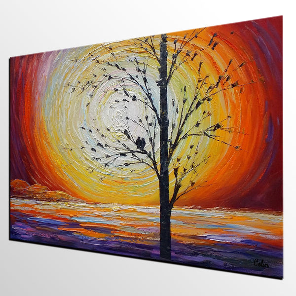 Custom Abstract Painting,Heavy Texture Painting, Original Oil Painting, Abstract Art, Love Birds Painting-LargePaintingArt.com