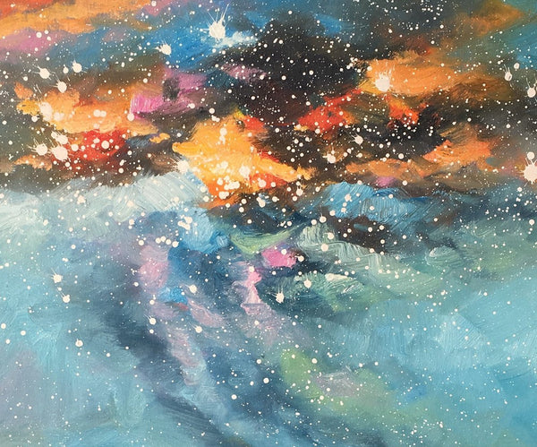 Oil Painting, Starry Night Sky Painting, Custom Abstract Canvas Artwork, Canvas Painting for Kitchen-LargePaintingArt.com