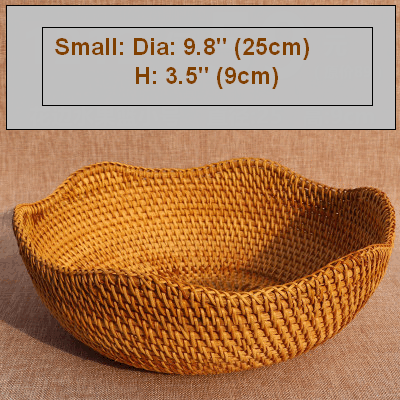 Small Round Storage Basket, Woven Rattan Basket, Fruit Basket for Kitchen, Storage Basket for Dining Room-LargePaintingArt.com