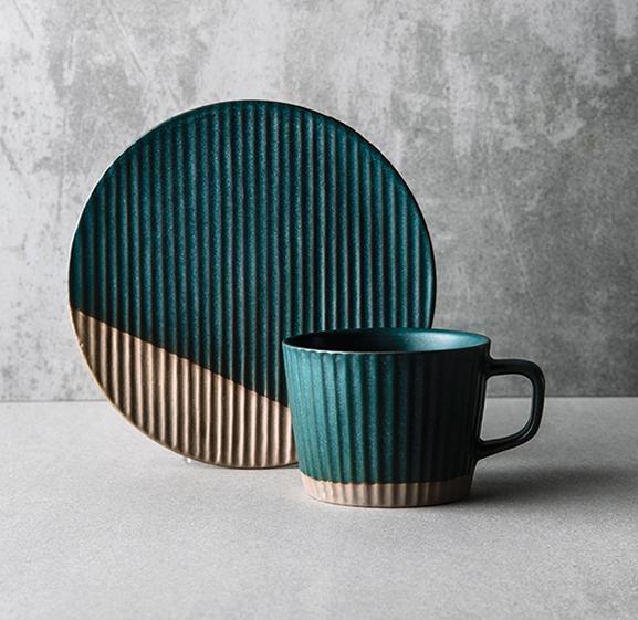 White Ceramic Coffee Cups, Pottery Coffee Cups, Cappuccino Coffee Mug, Coffee Cup and Saucer Set, Coffee Cup for Sale, Tea Cup, White / Green / Blue / Yellow-LargePaintingArt.com