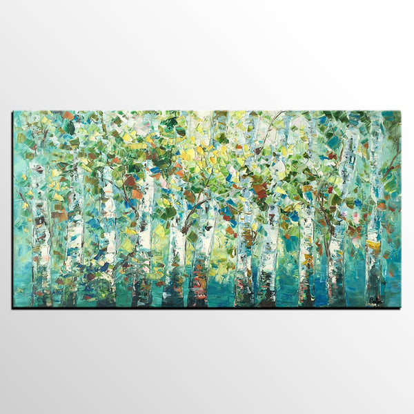Original Painting, Spring Tree Painting, Custom Extra Large Painting, Oil Painting for Dining Room-LargePaintingArt.com