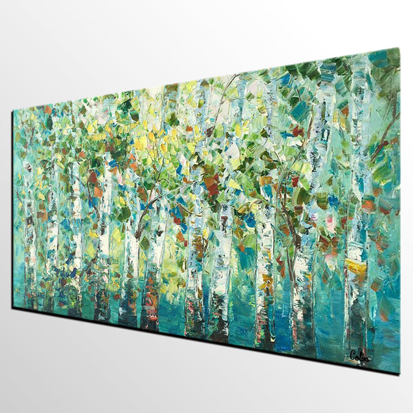 Original Painting, Spring Tree Painting, Custom Extra Large Painting, Oil Painting for Dining Room-LargePaintingArt.com