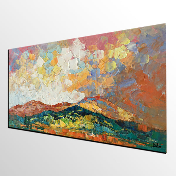 Mountain Landscape Painting, Original Artwork, Custom Extra Large Art, Canvas Artwork-LargePaintingArt.com