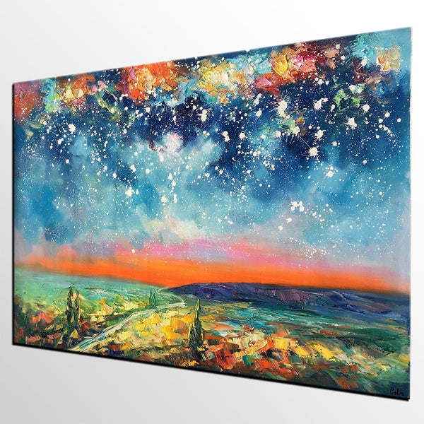 Buy Art Online, Abstract Art for Sale, Starry Night Sky Painting, Custom Extra Large Painting-LargePaintingArt.com