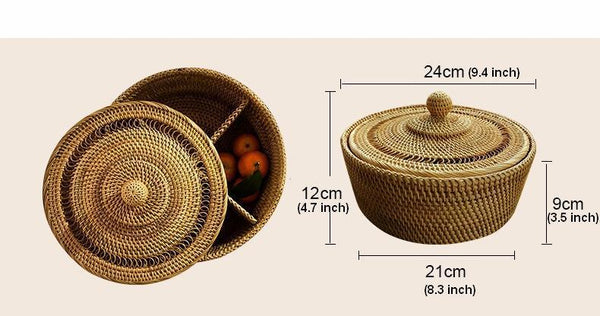 Indonesia Woven Storage Basket, Small Food and Snacks Basket, Kitchen Storage Basket, Storage Basket for Dining Room-LargePaintingArt.com