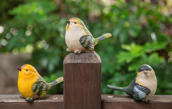 Singing Birds in the Garden, Animal Resin Statue for Garden Ornament, Lovely Birds Statues, Outdoor Decoration Ideas, Garden Ideas-LargePaintingArt.com
