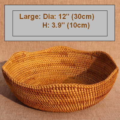 Small Round Storage Basket, Woven Rattan Basket, Fruit Basket for Kitchen, Storage Basket for Dining Room-LargePaintingArt.com