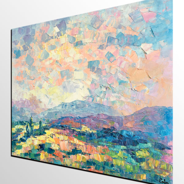 Custom Landscape Oil Painting, Original Artwork, Spring Mountain Painting, Canvas Painting-LargePaintingArt.com