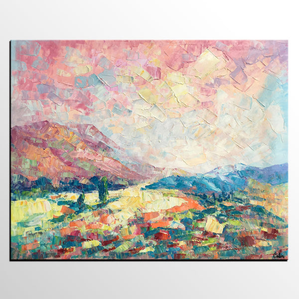 Heavy Texture Artwork, Autumn Mountain Painting, Canvas Painting, Custom Landscape Oil Painting-LargePaintingArt.com