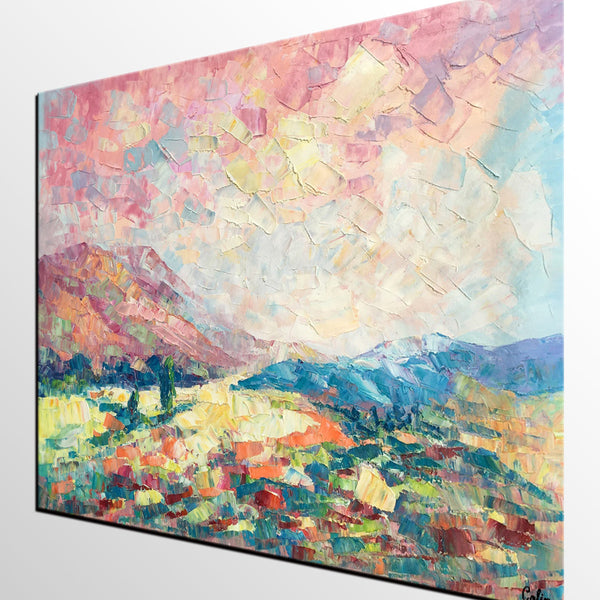 Heavy Texture Artwork, Autumn Mountain Painting, Canvas Painting, Custom Landscape Oil Painting-LargePaintingArt.com
