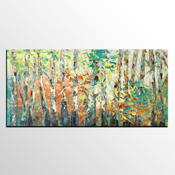 Autumn Tree Painting, Original Oil Paintings for Sale, Custom Landscape Painting on Canvas, Buy Paintings Online-LargePaintingArt.com