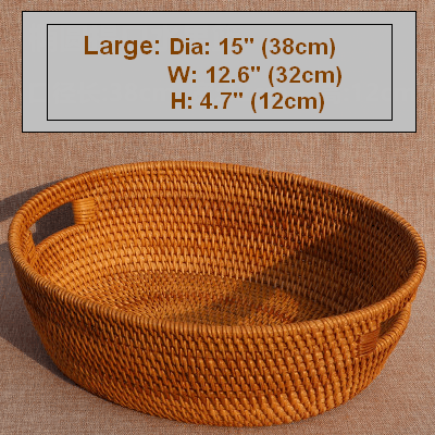 Small Round Storage Basket, Woven Rattan Basket, Fruit Basket for Kitchen, Storage Basket for Dining Room-LargePaintingArt.com