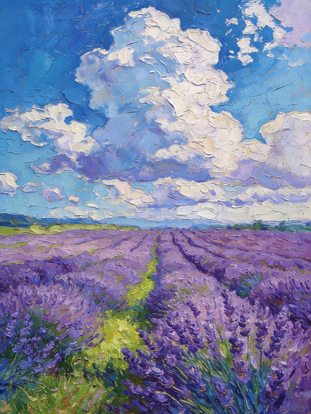 Original Landscape Art, Small Oil Paintings, Lavender of Provence, Small Paintings On Canvas, Hand Painted Canvas Art, Heavy Texture Wall Art Paintings-LargePaintingArt.com