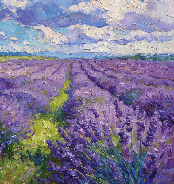 Original Landscape Art, Small Oil Paintings, Lavender of Provence, Small Paintings On Canvas, Hand Painted Canvas Art, Heavy Texture Wall Art Paintings-LargePaintingArt.com