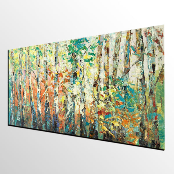 Autumn Tree Painting, Original Oil Paintings for Sale, Custom Landscape Painting on Canvas, Buy Paintings Online-LargePaintingArt.com