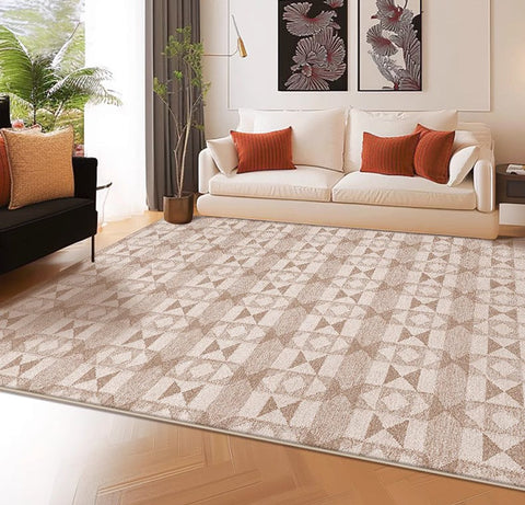 Contemporary Abstract Rugs under Dining Room Table, Large Modern Rugs for Living Room, Mid Century Modern Rugs for Bedroom-LargePaintingArt.com