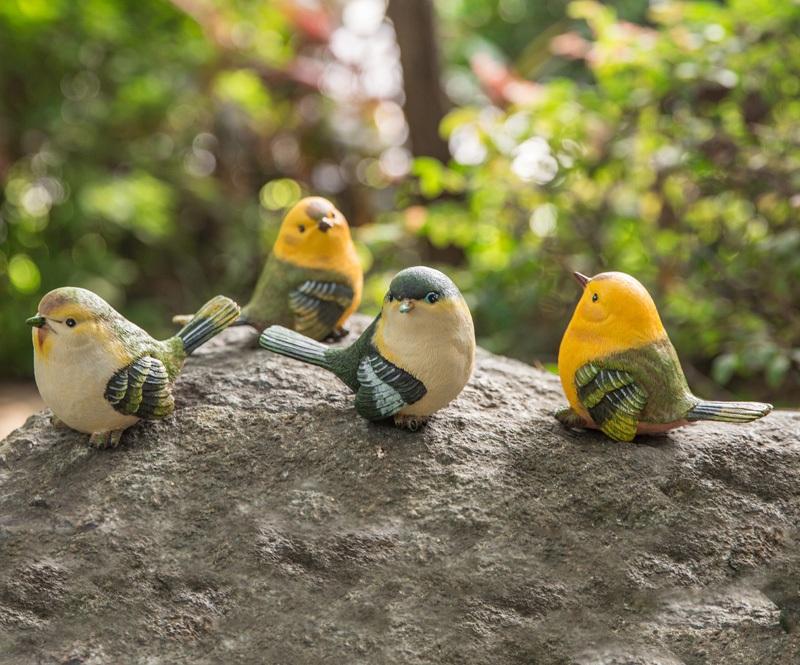 Singing Birds in the Garden, Animal Resin Statue for Garden Ornament, Lovely Birds Statues, Outdoor Decoration Ideas, Garden Ideas-LargePaintingArt.com