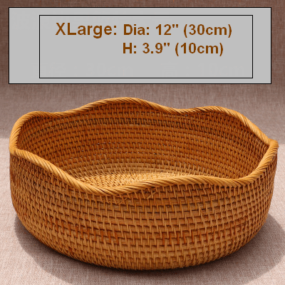 Small Round Storage Basket, Woven Rattan Basket, Fruit Basket for Kitchen, Storage Basket for Dining Room-LargePaintingArt.com