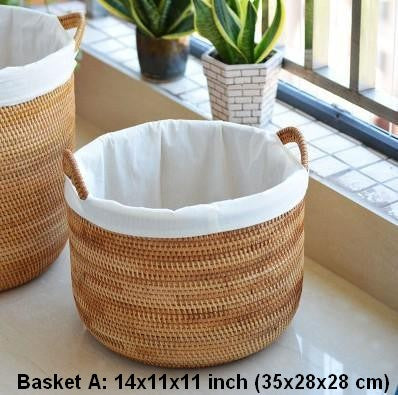 Round Storage Baskets, Extra Large Rattan Storage Baskets, Oversized Laundry Storage Baskets, Storage Baskets for Clothes, Storage Baskets for Bathroom-LargePaintingArt.com