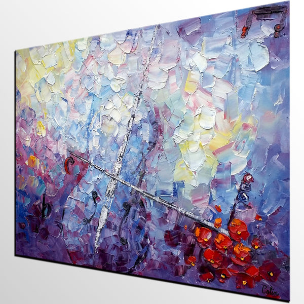 Abstract Art Painting, Modern Wall Art Paintings, Simple Modern Art, Custom Abstract Art Painting, Violin Painting-LargePaintingArt.com