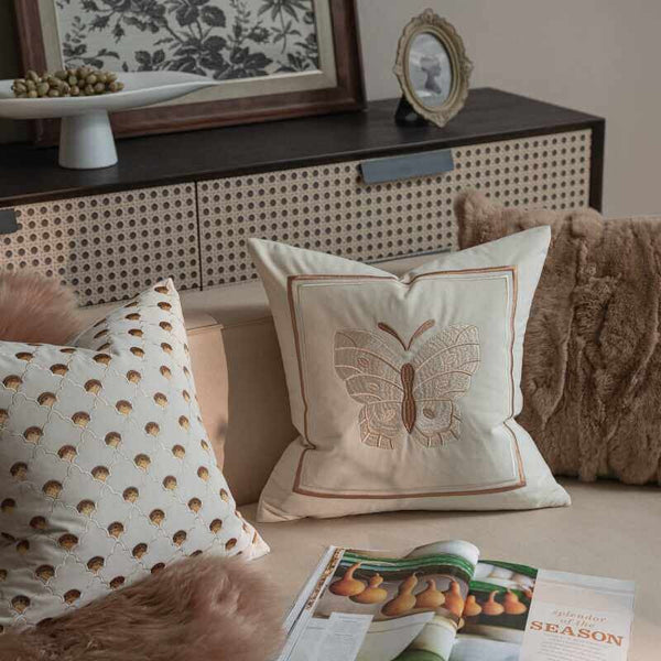 Embroidered Butterfly Pillow Covers, Modern Decorative Pillows for Bedroom, Decorative Pillow Arrangement Ideas for Couch, Large Decorative Throw Pillows for Living Room-LargePaintingArt.com