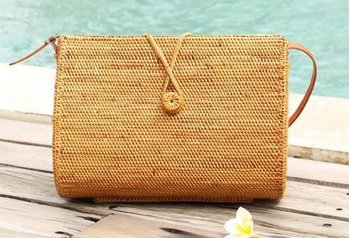 Woven Rattan Handbag, Natural Fiber Handbag, Small Rustic Handbag, Handmade Rattan Handbag for Outdoors-LargePaintingArt.com