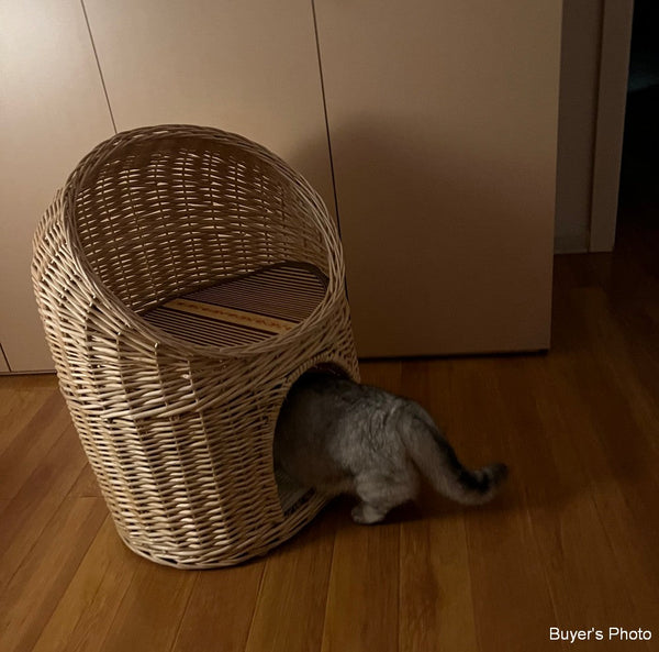 Double-Layer Cat Bed, Large Cat House Basket with Washable Cushion for Indoor Cats and Dogs-LargePaintingArt.com