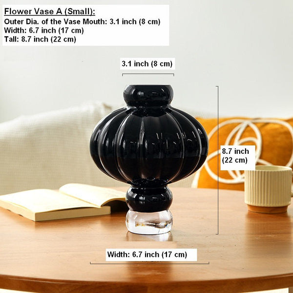 Unique Contemporary Vases for Modern Home Decor, Black Glass Bud Vases, Handmade Liuli Vases, Centerpiece Vases on Table, Black Glaze Vase-LargePaintingArt.com
