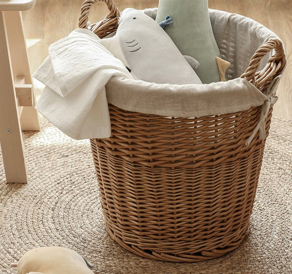 Large Food Storage Basket with Handle, Natural Hand-woven Wicker Storage Basket for Clothes, Willow Weaving Baskets for Clothes, Extra Large Kitchen Storage Baskets-LargePaintingArt.com