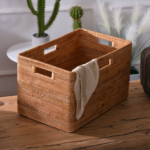 Extra Large Rattan Storage Baskets, Oversized Laundry Storage Baskets, Round Storage Baskets, Storage Baskets for Clothes, Storage Baskets for Bathroom-LargePaintingArt.com