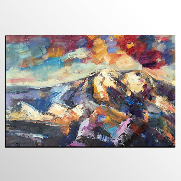Mountain Landscape Painting, Custom Abstract Oil Paintings, Large Landscape Oil Painting, Large Painting for Sale-LargePaintingArt.com