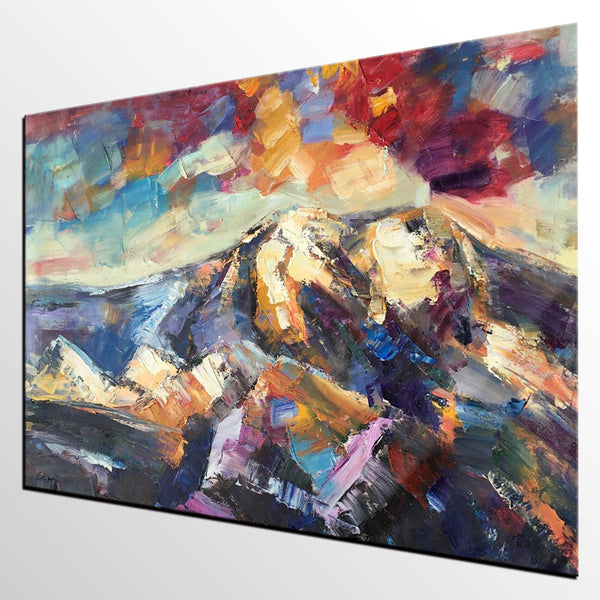 Mountain Landscape Painting, Custom Abstract Oil Paintings, Large Landscape Oil Painting, Large Painting for Sale-LargePaintingArt.com