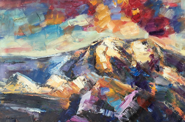Mountain Landscape Painting, Custom Abstract Oil Paintings, Large Landscape Oil Painting, Large Painting for Sale-LargePaintingArt.com