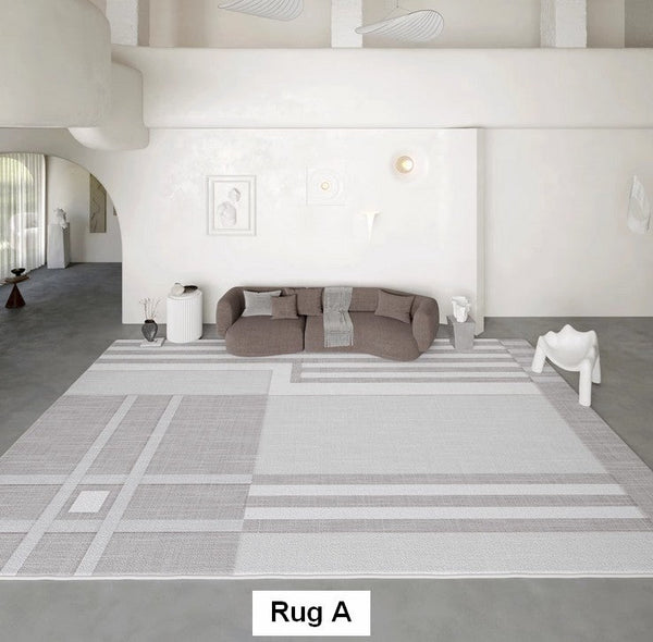 Modern Abstract Rugs under Dining Room Table, Geometric Modern Carpets for Bedroom, Modern Grey Rugs for Living Room-LargePaintingArt.com