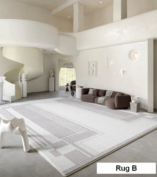 Modern Abstract Rugs under Dining Room Table, Geometric Modern Carpets for Bedroom, Modern Grey Rugs for Living Room-LargePaintingArt.com