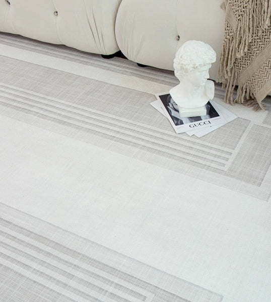 Modern Abstract Rugs under Dining Room Table, Geometric Modern Carpets for Bedroom, Modern Grey Rugs for Living Room-LargePaintingArt.com