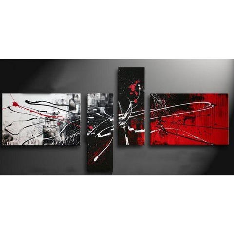 Abstract Painting for Sale, Modern Abstract Paintings, Black and Red Canvas Wall Art, Modern Wall Art Paintings for Living Room-LargePaintingArt.com