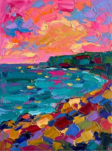 Abstract Seashore Painting, Hand Painted Canvas Art, Impasto Artwork, Original Small Paintings, Palette Knife Paintings, Modern Abstract Painting, Original Abstract Art-LargePaintingArt.com